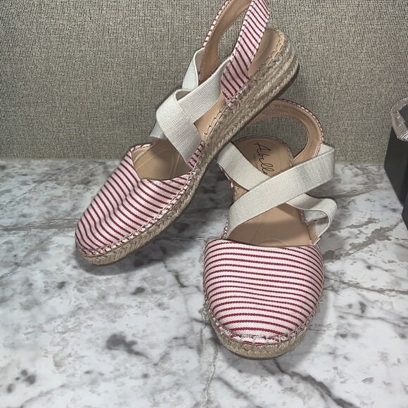 Abella Riviera espadrille Sandals size 8.5 M red and white stripe - Picture 3 of 6